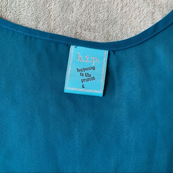 H.I.P Sheer Blue Button Down Tie Tank - Picture 3 of 6